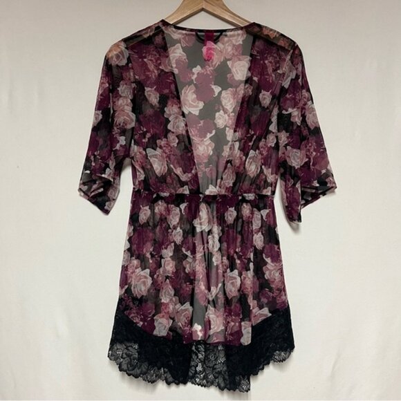 La Senza Sheer Roses Kimono Robe Dressing Gown Cover Up - Picture 4 of 11